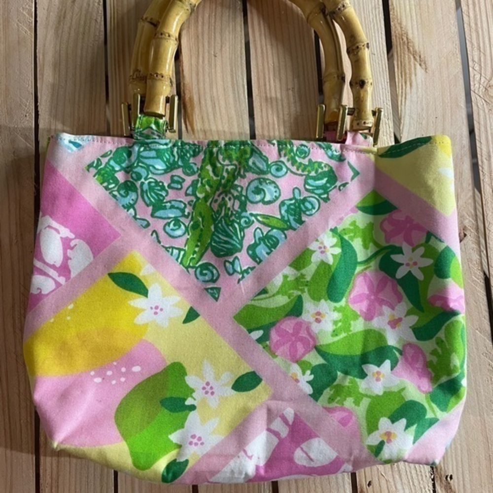Allison June preppy pink & green purse bag floral